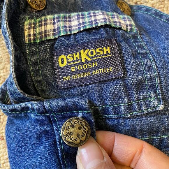 VTG Oshkosh BGosh Vestbak Unisex Baby 18M Denim Union Overalls Teddy Bear Corps - Picture 10 of 10